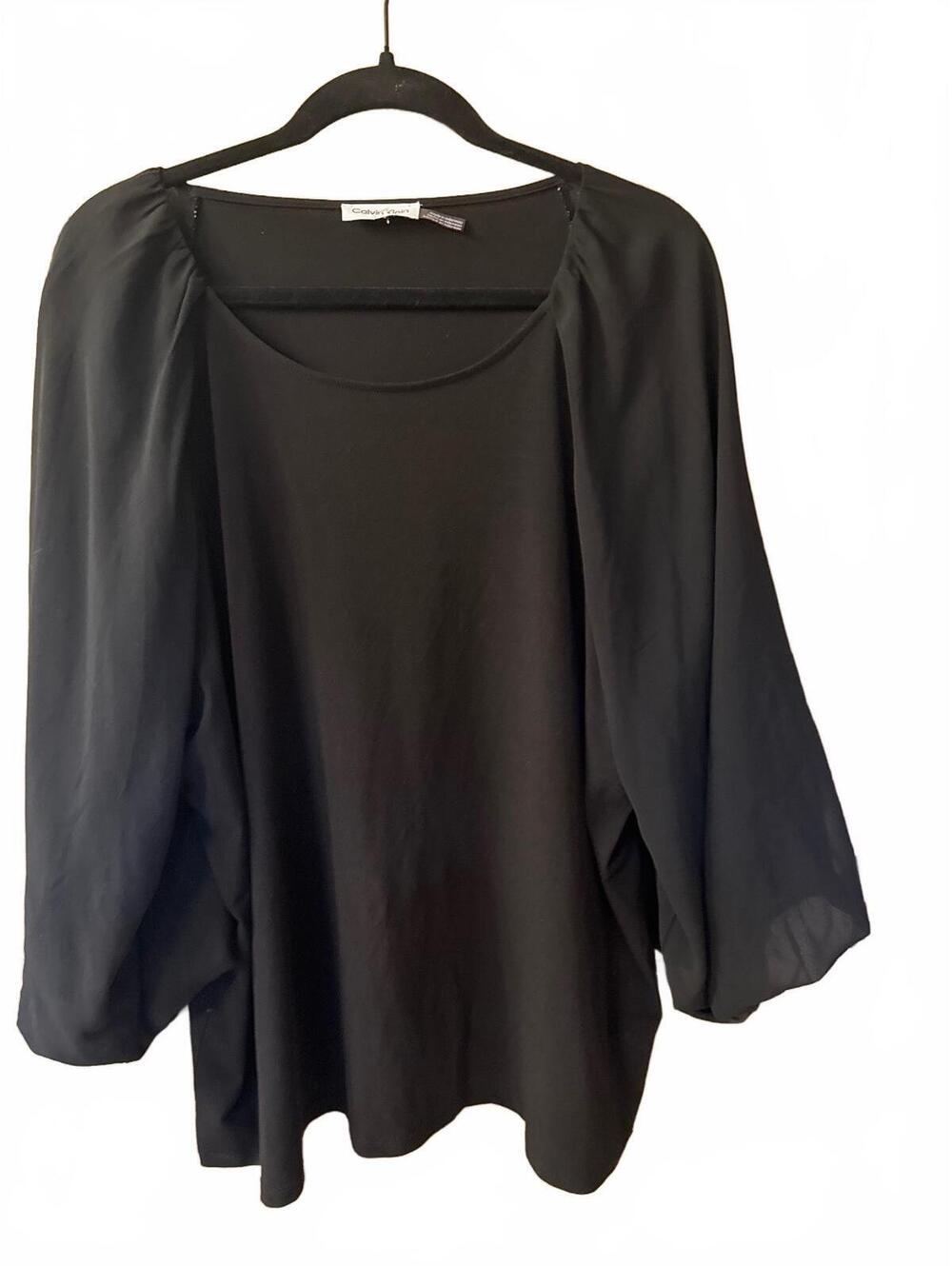 Calvin Klein Women's Black Balloon Sleeve Blouse Size M